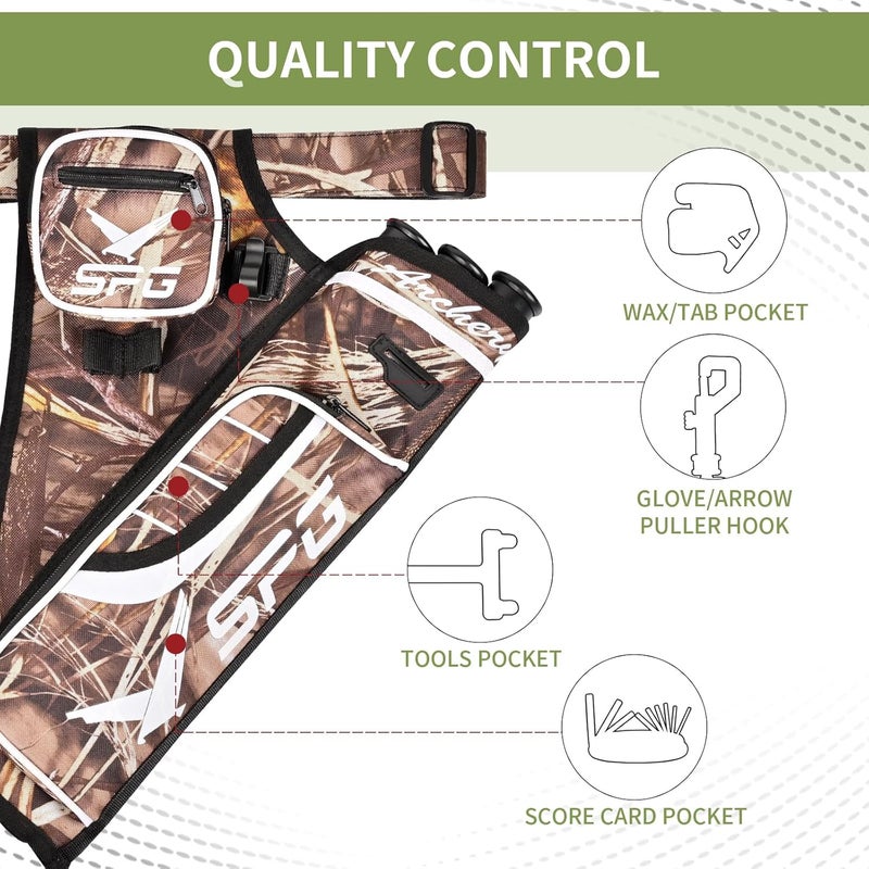 SP.G Arrow Quiver Archery Hip Quiver, Durable Adjustable Waist Belt Three Arrows Tube for Arrow Storage Compound Bow Recurve Bow Accessories - Image 3
